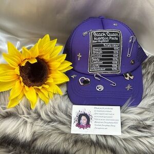 Purple Embroidered Trucker Hat with Pins